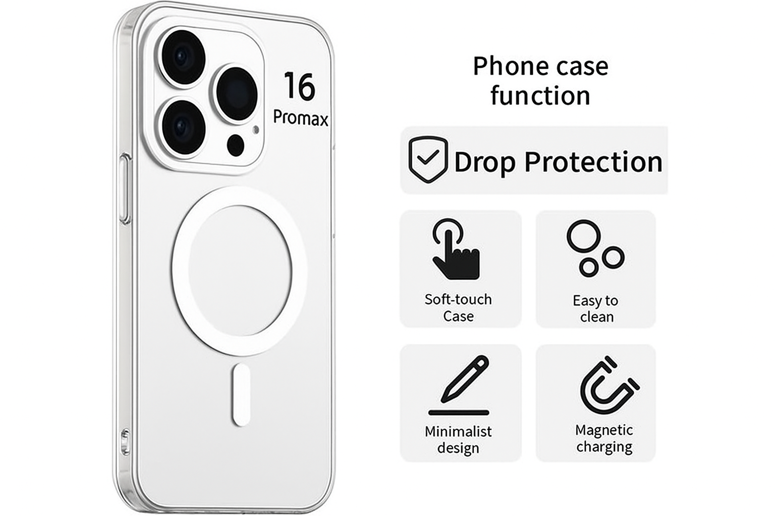 Coque - Cache -  Case - Transparent Premium iPhone 16, 16 Plus, 16 Pro et 16 Pro Max
