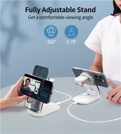 Chargeur sans fil magnétique 3-en-1 Choetech 15W avec adaptateur inclus – Compatible MagSafe